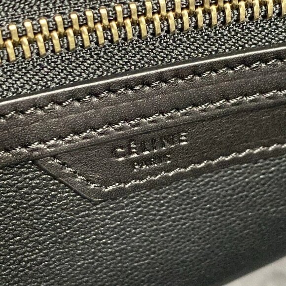 CELINE Luggage Mini Shopper - Black Brown Light gray Leather Handbag 925-070125 - Picture 13 of 14